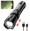 Super Bright LED Flashlight USB Rechargeable Flashlights with Tactical Zoom High Power Spotlight Outdoor Camping Fishing Torch