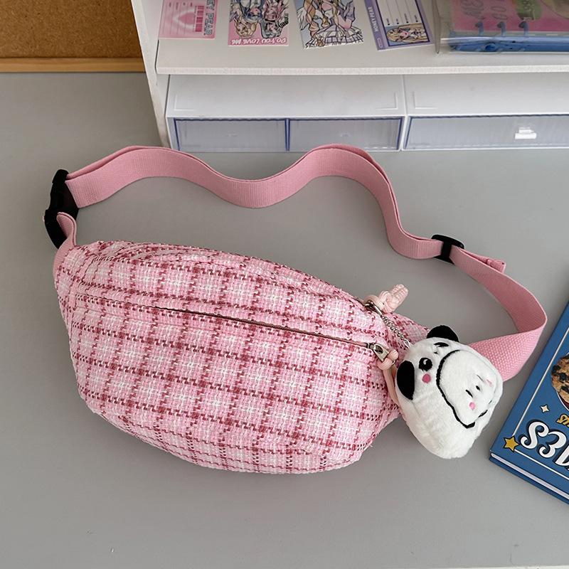 Wind soft shoulder bag plaid women's simple and versatile small breast bag girl student messenger bag