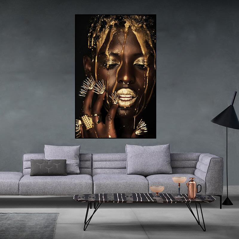 

Африканская поп-музыка, абстрактная настенная живопись, черное золото, женщина, роскошь, мода, HD-холст, постер, печать, украшение для дома, спальни, гостиной 20x30cm