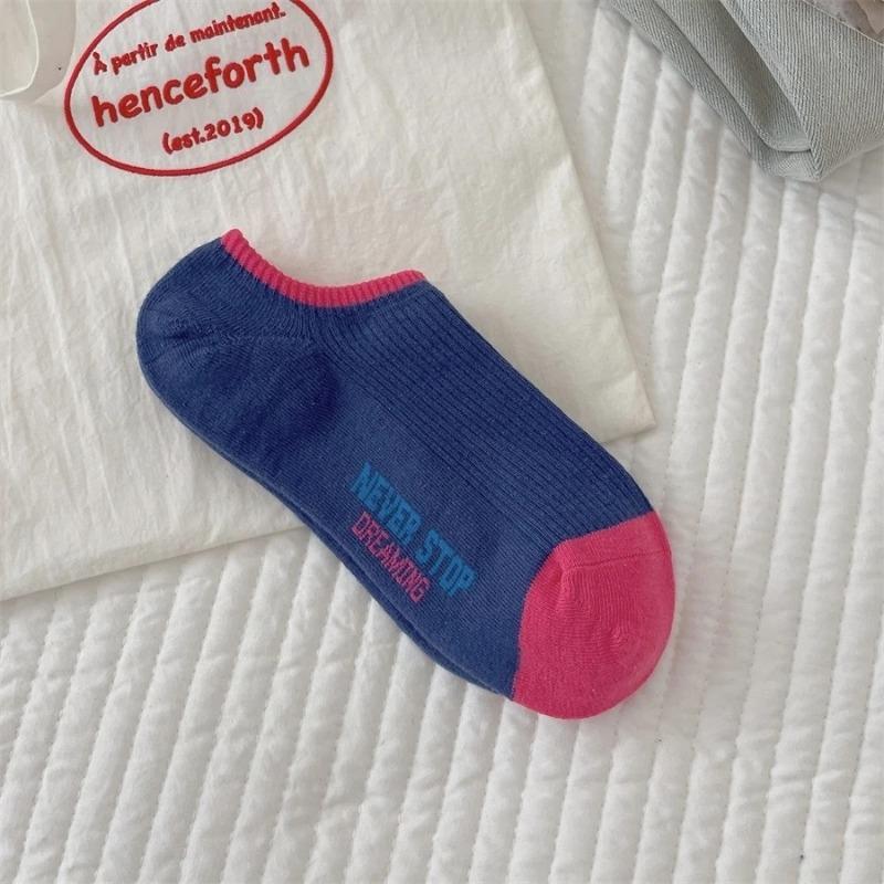 Color-blocked Letter Socks Women's Trendy Summer Thin Boat Socks Men's and Women's Sports Invisible Socks