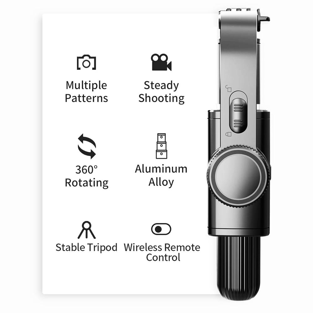 L08 Gimbal Stabilizer Selfie Stick Tripod BT4.0 Wireless Aluminum Alloy Foldable Selfie Stick Tripod for Smartphone