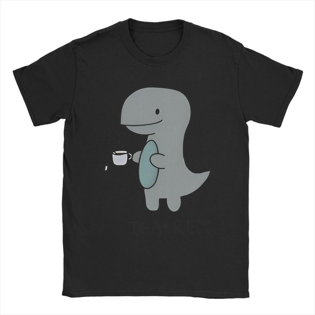 Tea-Rex T-Rex Dinosaur Teacup Men's T Shirt Cartoon Cute Funny Tees Short Sleeve Crewneck T-Shirts Cotton Gift Idea Clothing