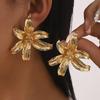 Retro Exaggeration Hollow Large Flower Earrings for Women Ladies Bohemian Personality Stud Earrings Jewelry Vacation Accessories
