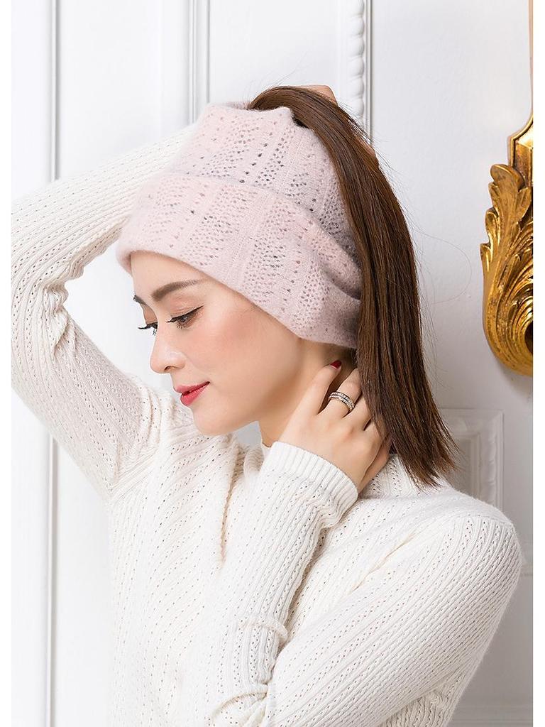 Women's Cashmere Cowl Neck Warmer Wool Pullover Scarf, Solid Color, Versatile, Warm, Hollow-Out Design