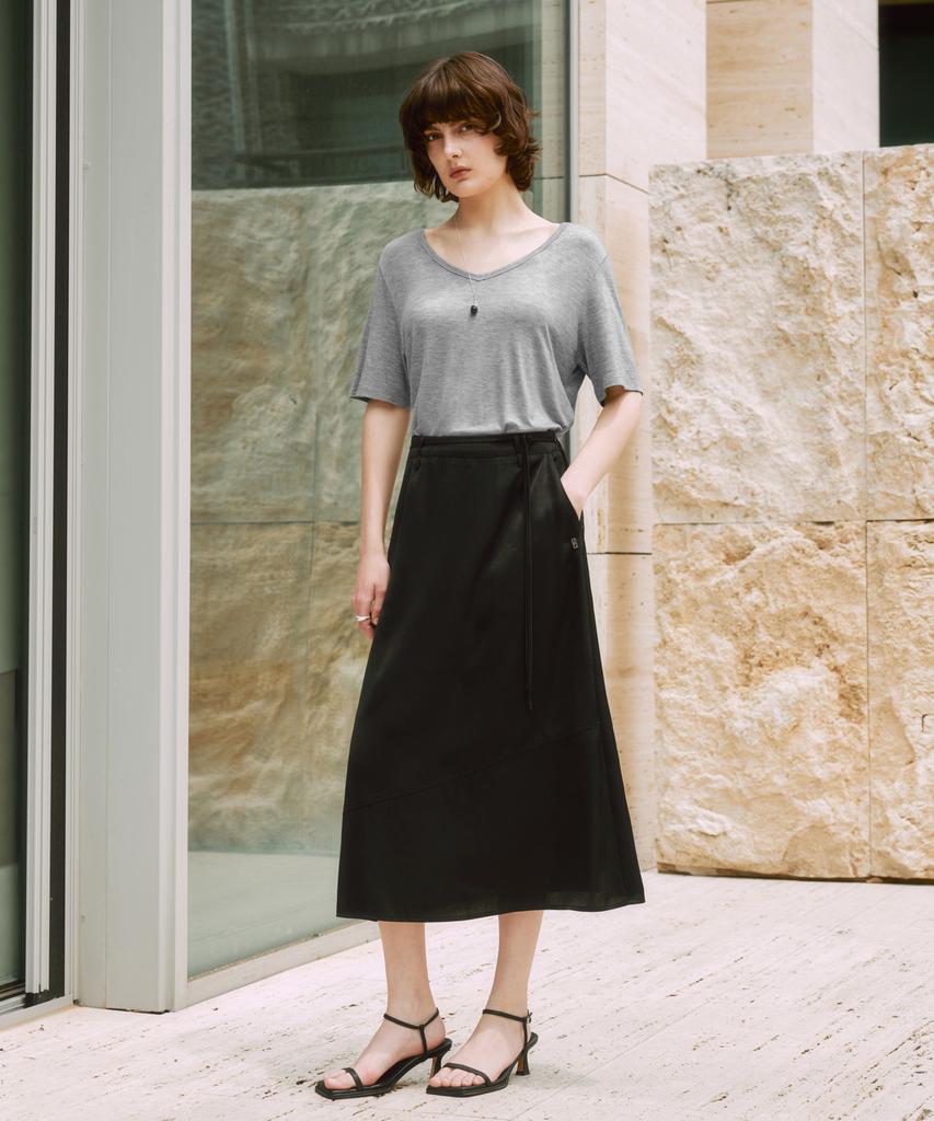 ZEROSTREET Lezero Satin String Skirt / Black
