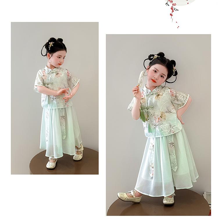 Girls' Chinese-Chic Summer Suit