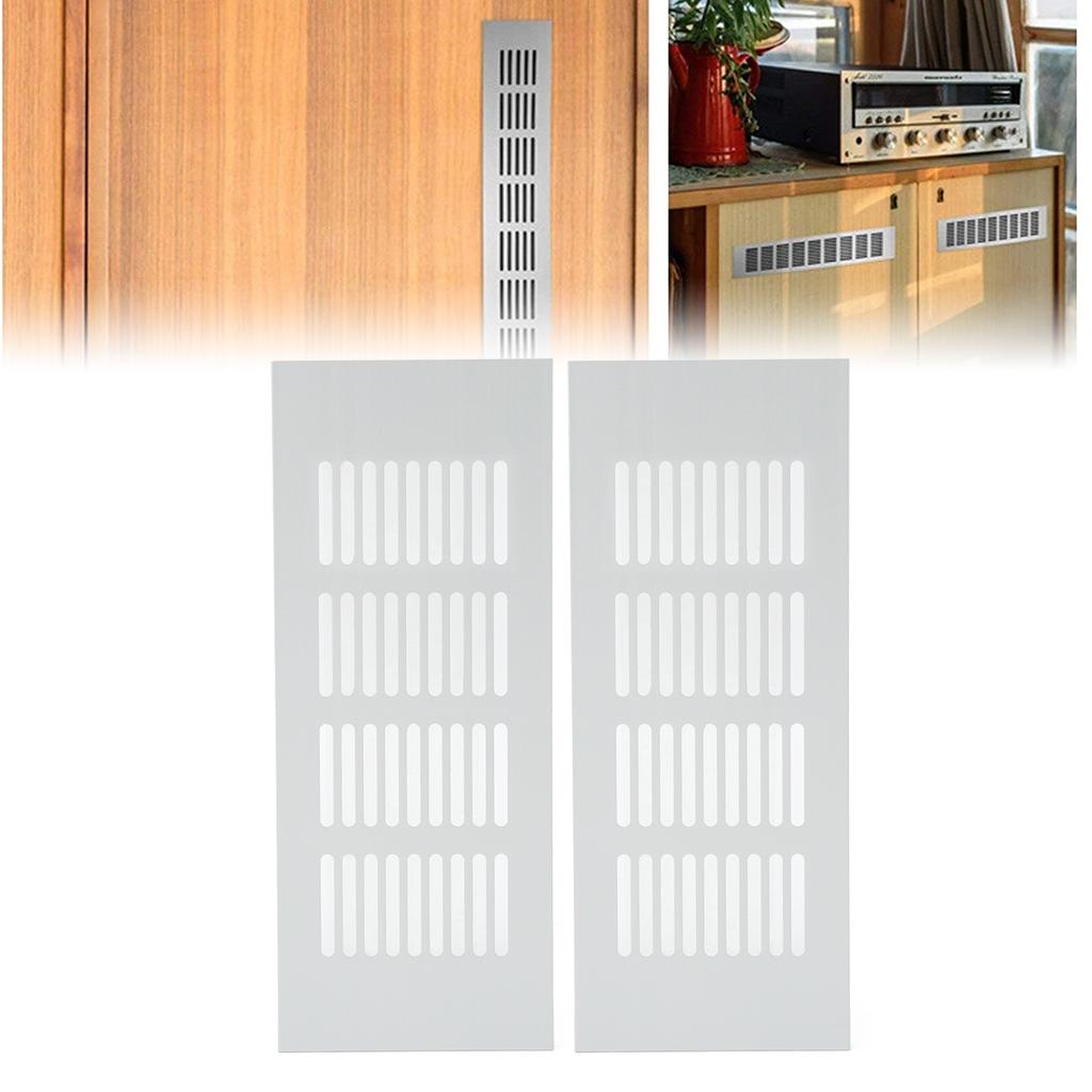 Vent Grille Heat Dissipation Aluminum Alloy Silver Rectangular Ventilation Grille Cover for Cabinet Closet RV