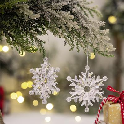 24Pcs Xmas Acrylic Transparent Snowflakes Hanging Decor For Christmas Tree Ree Wall Window Acrylic Hanging Snowflakes Decor