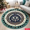 Modern Geometric Aztec Tribal Pattern Black White Grey Round Rug For Contemporary Living Room Featuring Bold Abstract Rug