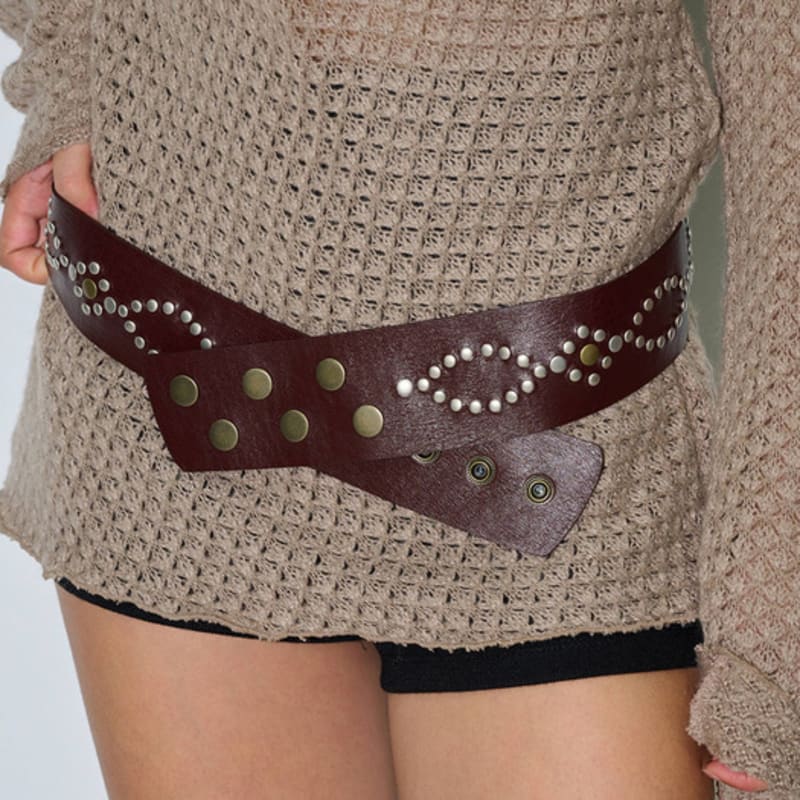 

Polysooem WESTERN STUDDED BELT_ONZI EDITION, BROWN OS