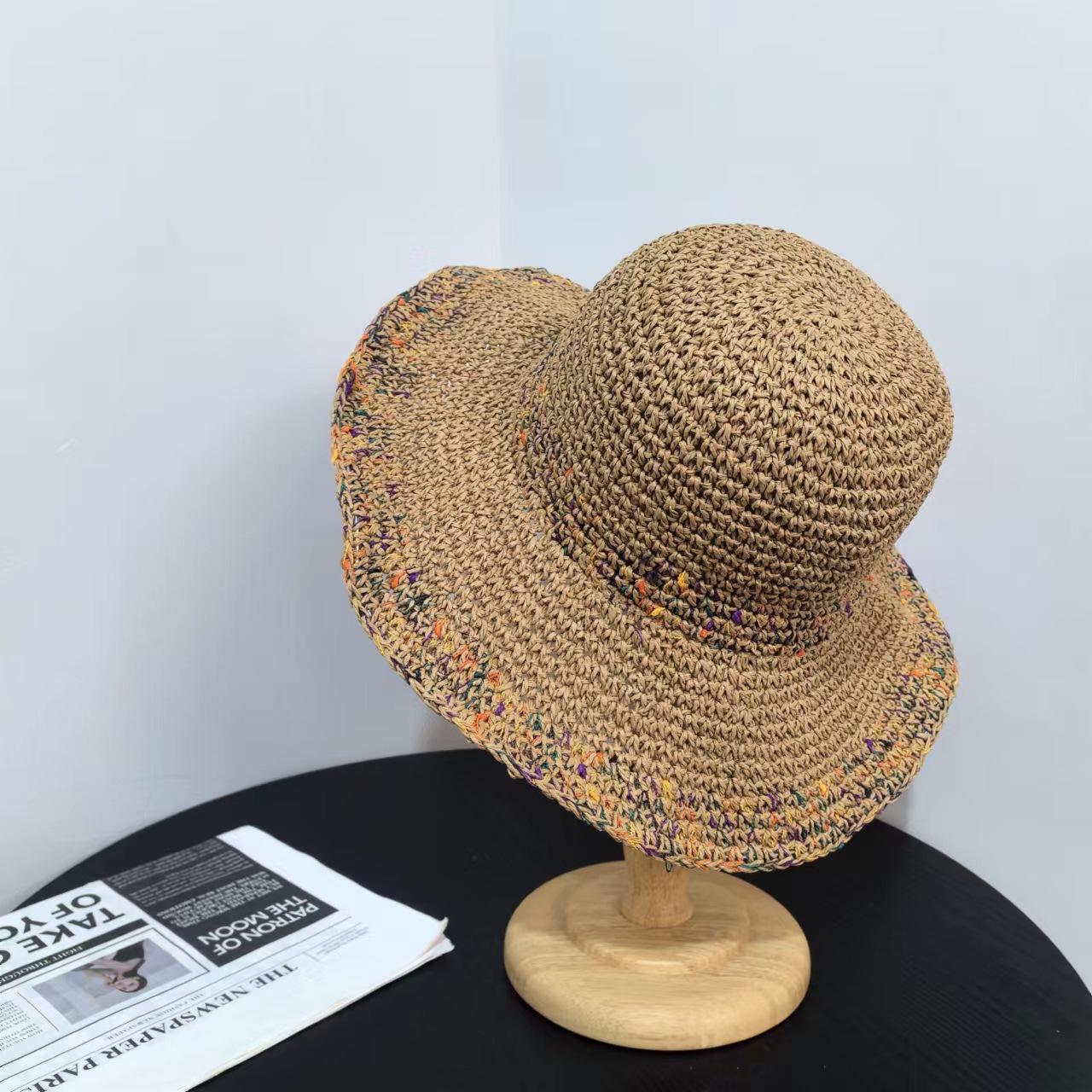 

Sun hat big head circumference showing face small summer seaside straw hat women travel vacation big eaves straw bucket hat M（56-58cm）
