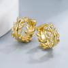 Gold-Colored Leaf Stud Earrings for Christmas – European and American Style Gift