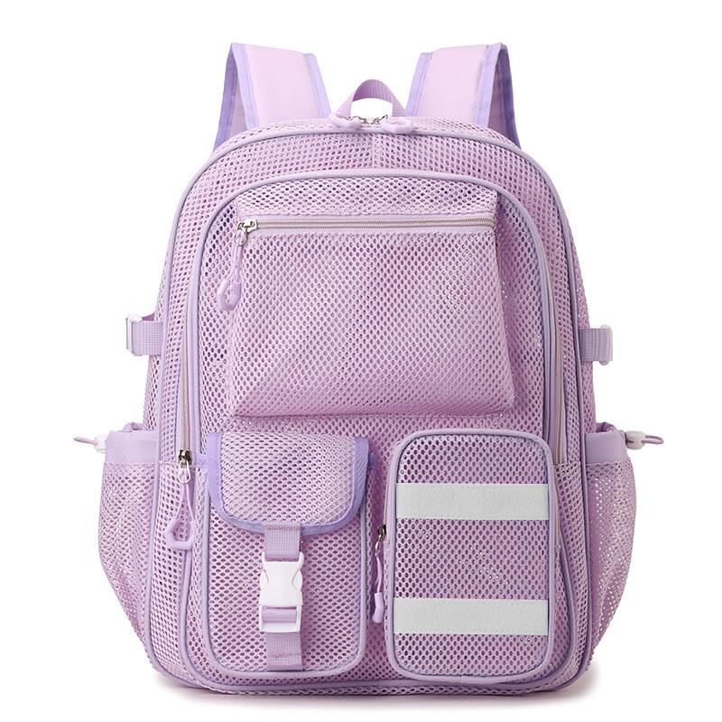Polyester Breathable Hollow Out Dual Pocket Backpack For Travel And School Use