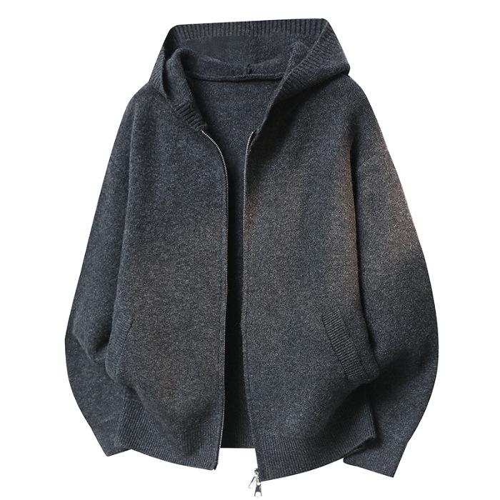 High-Quality Unisex Hooded Knit Cardigan – Warm, Thick, Casual Zipper Sweater