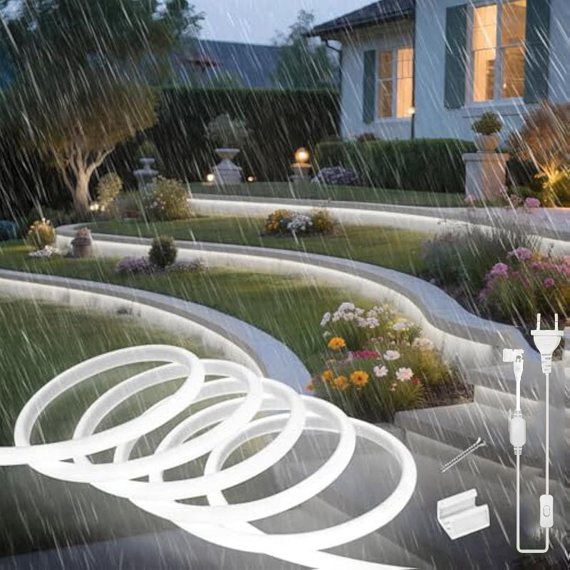 COB Neon LED Strip Silicone Outdoor Waterproof IP65  LED Strip Light 1M-10M LEDs Neon Strip Lights  220 V Flexible Light Strip with EU Power Supply