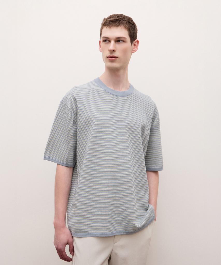 Jilseutyueoteunyuyogmaen Striped Crew Neck Knit - Blue (Jnsw6B503B2)