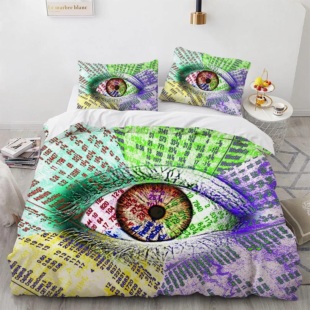 Bettbezug mit großem Auge, farbenfrohes Gemälde, Kunst, Bettbezug, King- und Queen-Size-Größe für Teenager, Erwachsene und Kinder, Polyester-Bettwäscheset
