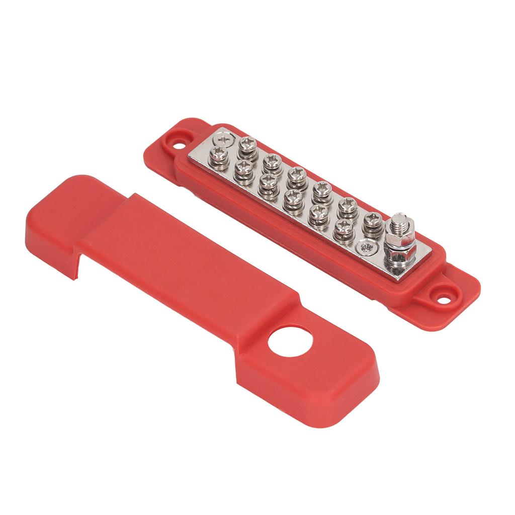 Power Distribution Terminal Block Busbar 12 Position Studs Distribution Block Bus Bar with Cover for Caravan Yacht