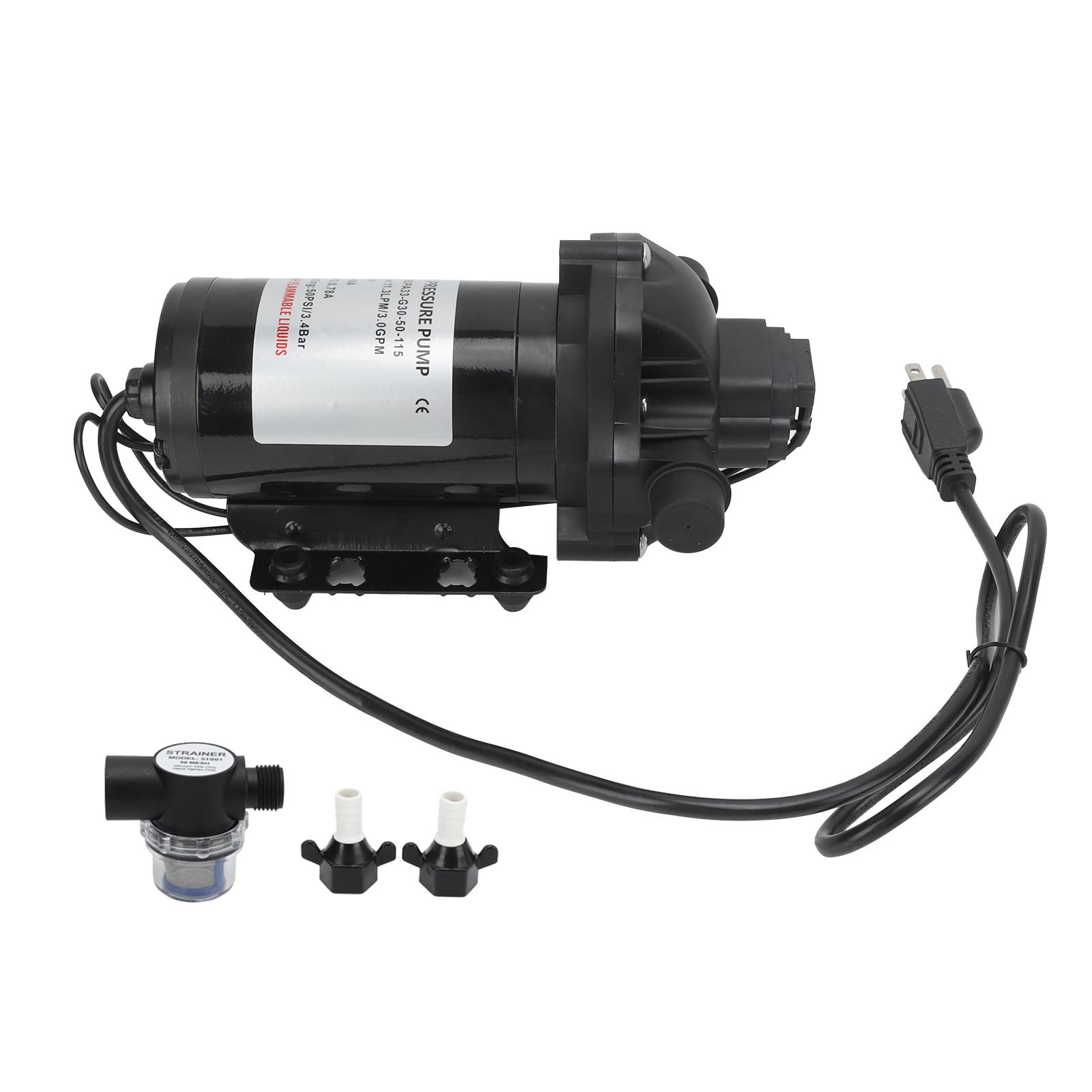 

Industrial Water Pressure Pump 115V Water Diaphragm Self Priming Pump US Plug for RV Yacht