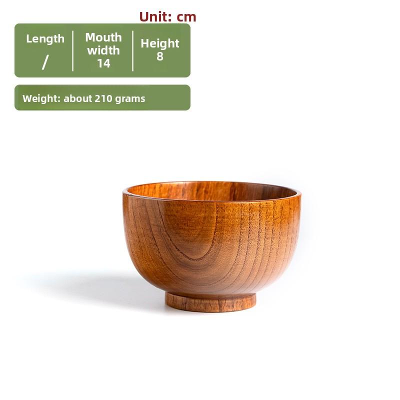 Retro Japanese-style Solid Wood Tableware Rice Bowl Household Large Soup Bowl Baby Wooden Bowl Sour Jujube Wood Adult Bowl