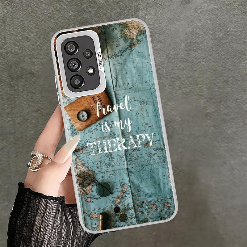 Travel Map Artistic Pattern Shockproof Phone Case for Samsung A17 A16 A15 A14 A37 A57 A36 A56 A26 A35 A55 A25 A34 A54 A24 A13 A2