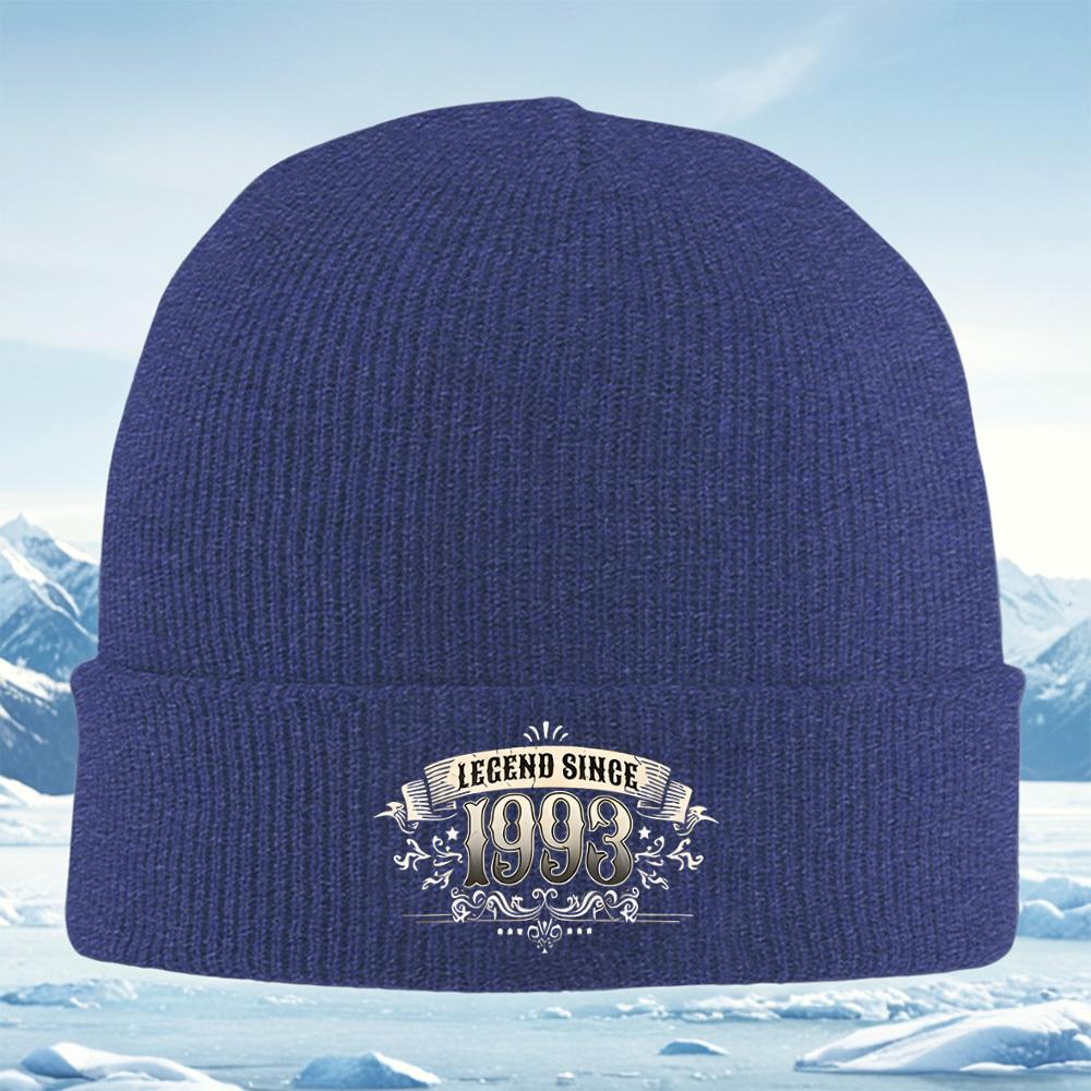 Vintage Legend with Numbers Design Men Women Unisex Knitted Hat Beanie Pullover Cap Winter Thermal Warm Christmas Outdoor Cyclin