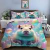 Cute Cartoon Capybara Print Bedding Set Duvet Cover 1 Duvet Cover 2 Pillowcases Adult and Boys Bedding Set Luxury Gifts