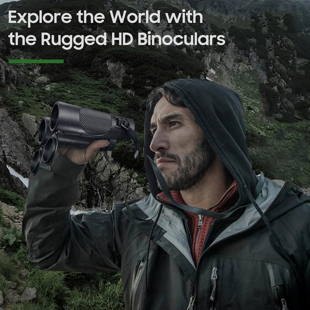 12*42 HD Zoom Binoculars Low Light Level Night Vision Binocular BAK4 Prism Long Distance Telescope with Diopter Ring