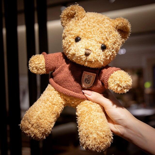 

Kawaii плюшевый мишка, плюшевые игрушки, мягкий милый мишка с одеждой, сумки, плюшевая подушка для девочек, подарок на день рождения, куклы