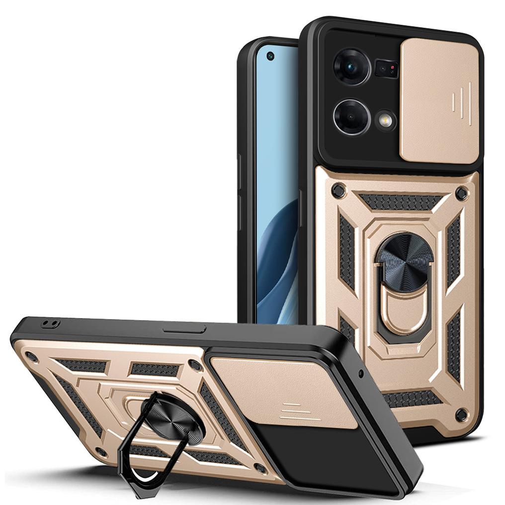 For OPPO Reno7 4G Case OPPO Reno8 4G Cover OPPO Reno 7 4G Magnetic Ring Holder Armor Phone Case Slide Camera Protect Back Cover