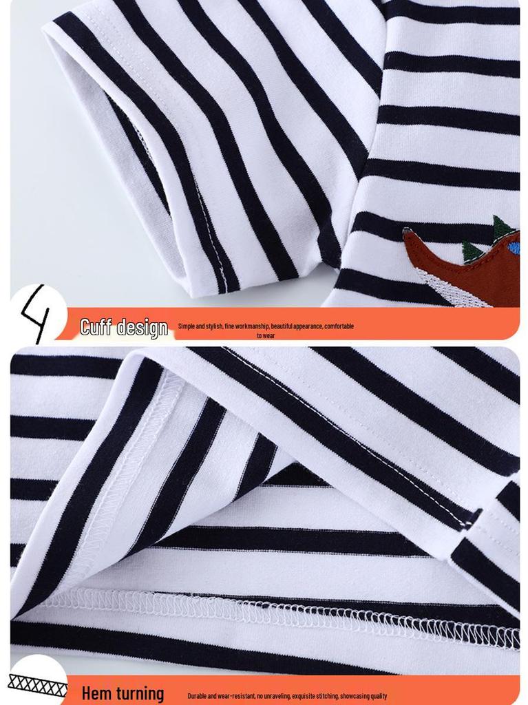 2026 New Boys' Cartoon Short-Sleeve Cotton Shirt for Summer