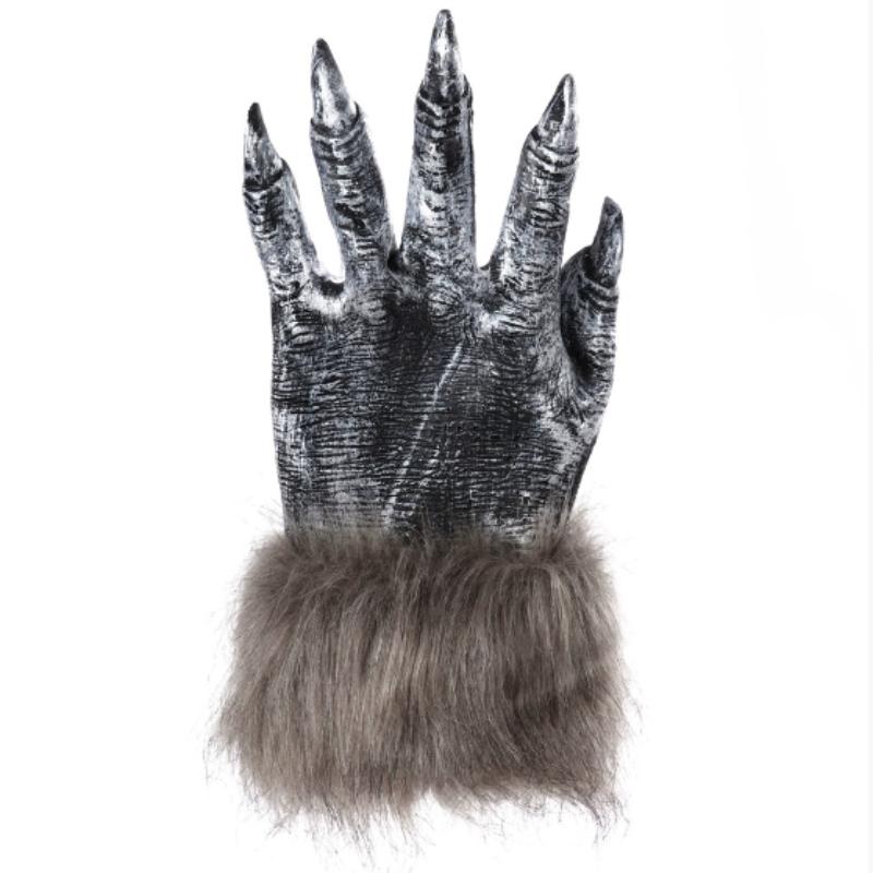 Party Wolf Gloves Plush Latex Werewolf Costume Fingernails Adult Hands Paws Claw for Props Cosplay Party Easter Gloves