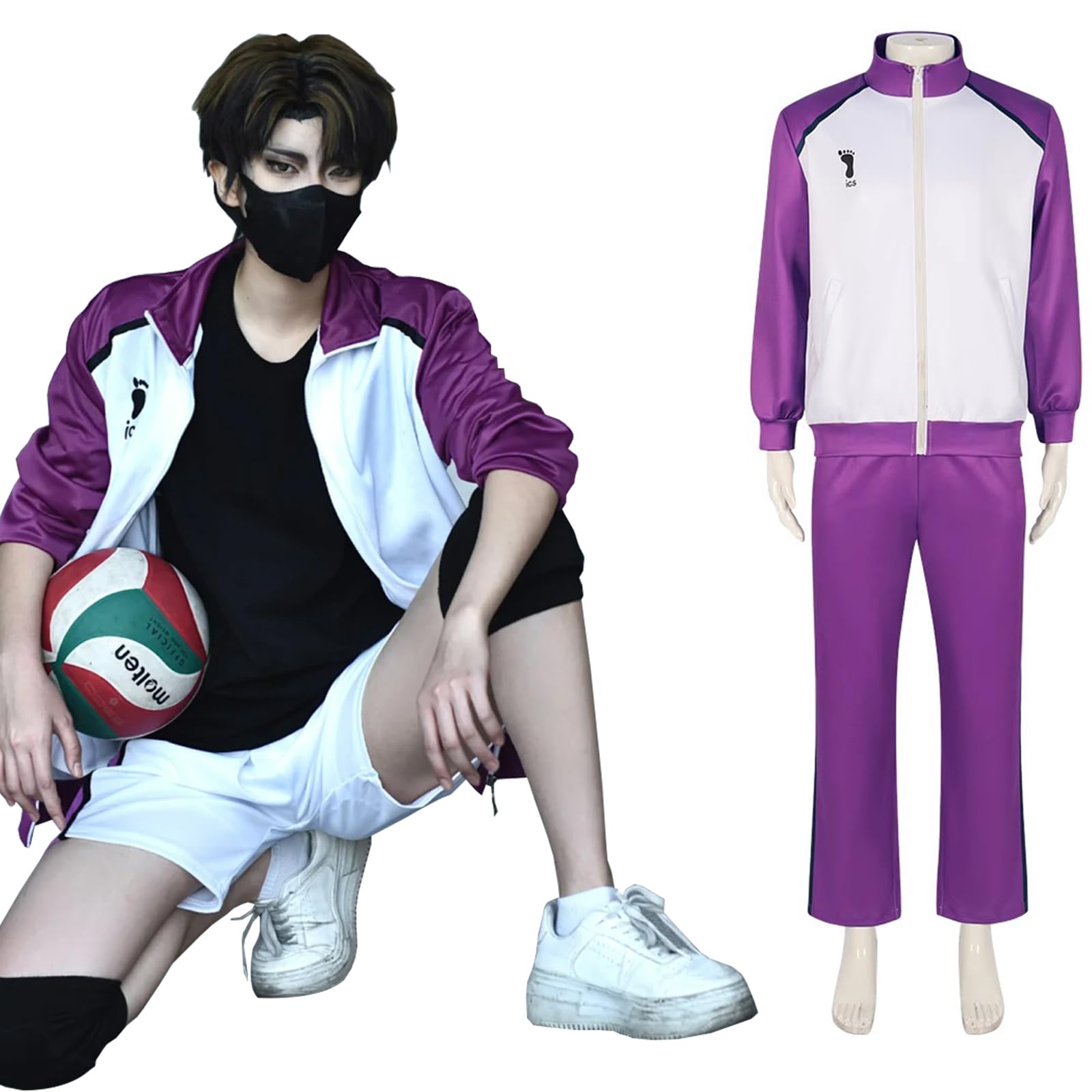 

[NOKIJP] Shiratorizawa Cosplay Costume, Jersey Uniform, Adult, Costume for School Festivals and Events, Haikyuu! Anime Costume (Shiratorizawa, XL)