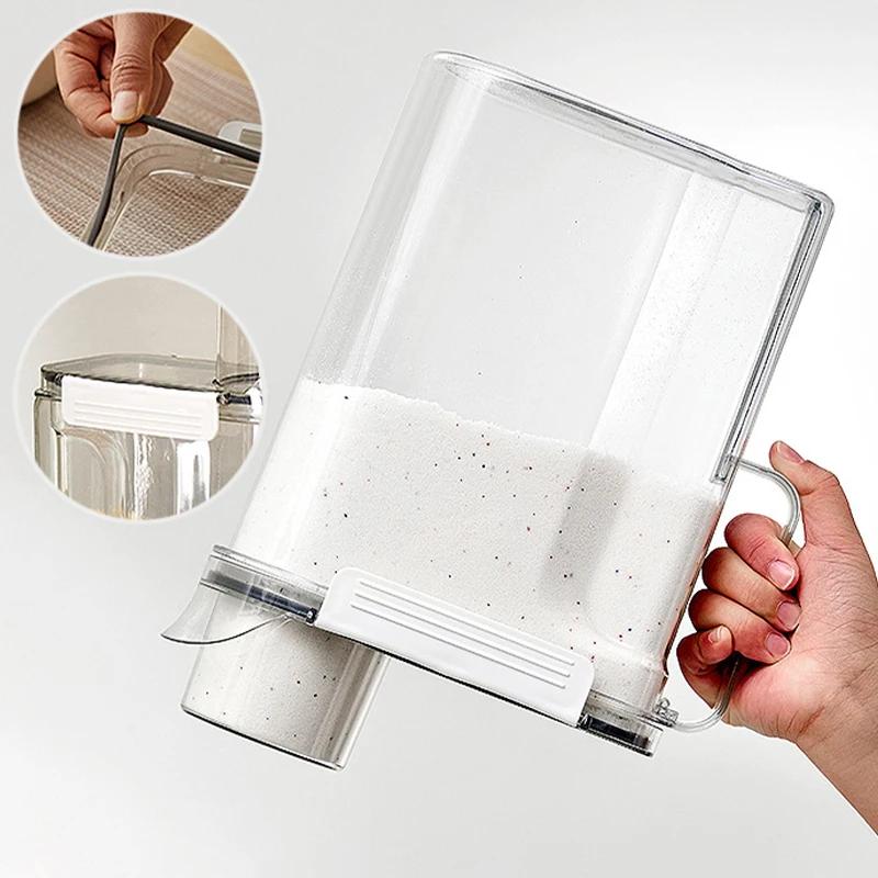 Portable Airtight Laundry Detergent Dispenser Powder Storage Box Clear Washing Powder Liquid Container with Lids Jar