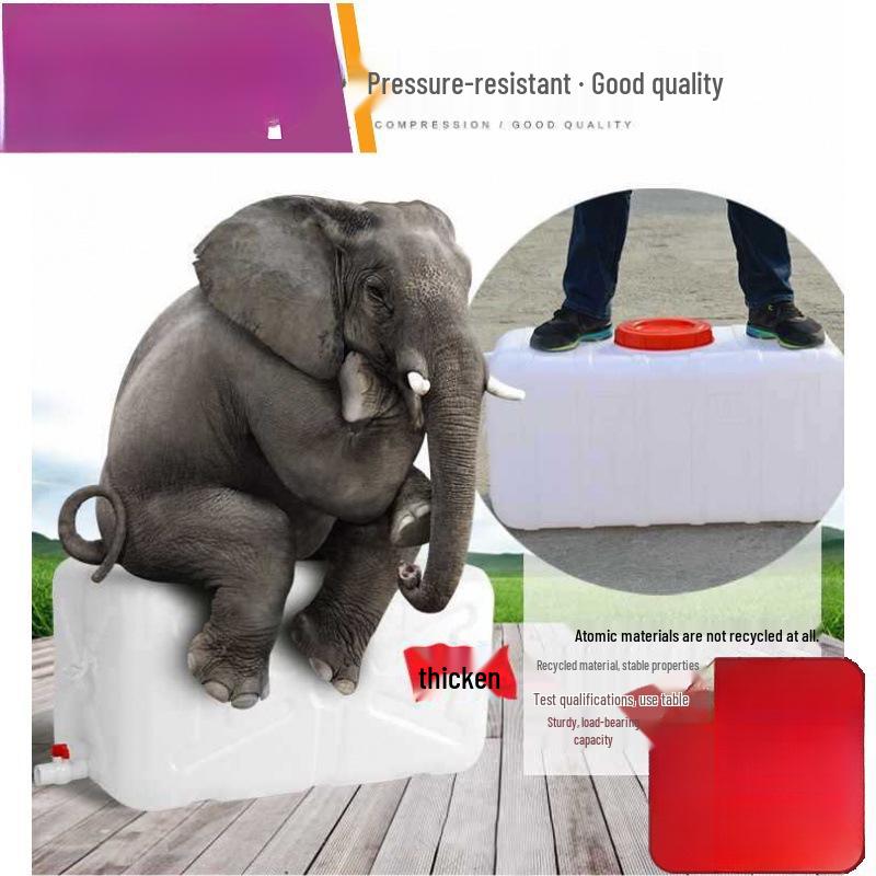 Food Grade Large Plastic Water Storage Bucket with Rectangular Lid for Household Use