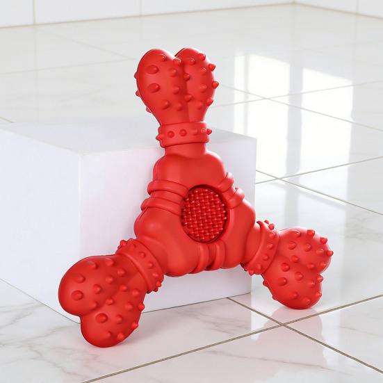 Dog Teething Toy with Cowhide Scent Natural Chew Attraction Bite-Resistant Silicone Oral Care Dog Toy for Small Medium Dogs