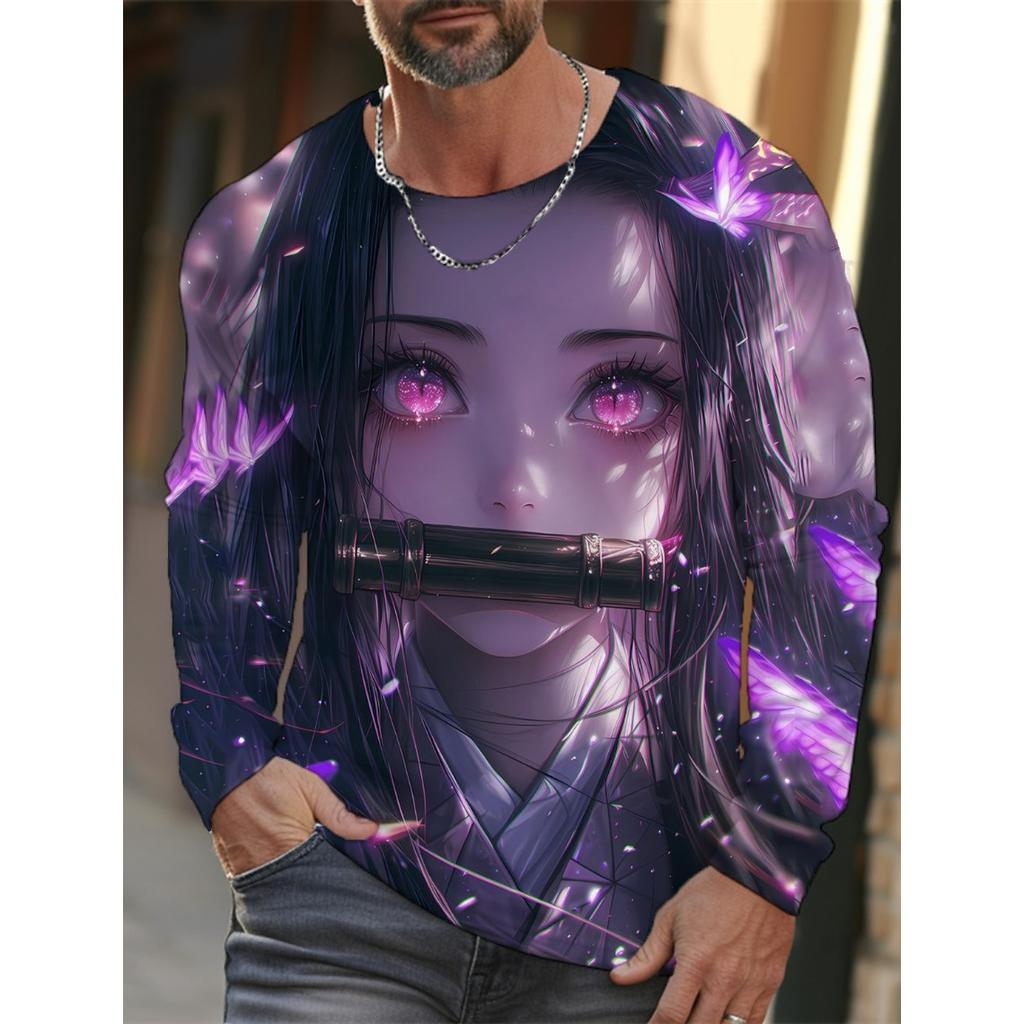 Men's Long-sleeved T-shirt 3D Printing Animation HD Pattern Printing Men's Long-sleeved T-shirt Autumn Tops Casual T-shirt