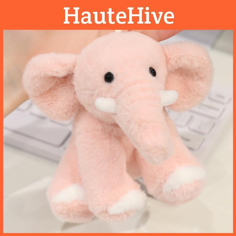 Elephant Penguin Cartoon Floral Bunny Plush Toy Keychain Bag Pendant Decor