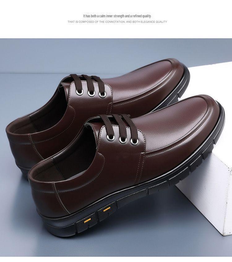 Men s Breathable Casual Leather Shoes - British Style, Round Toe, Trendy Soft Sole EU 42