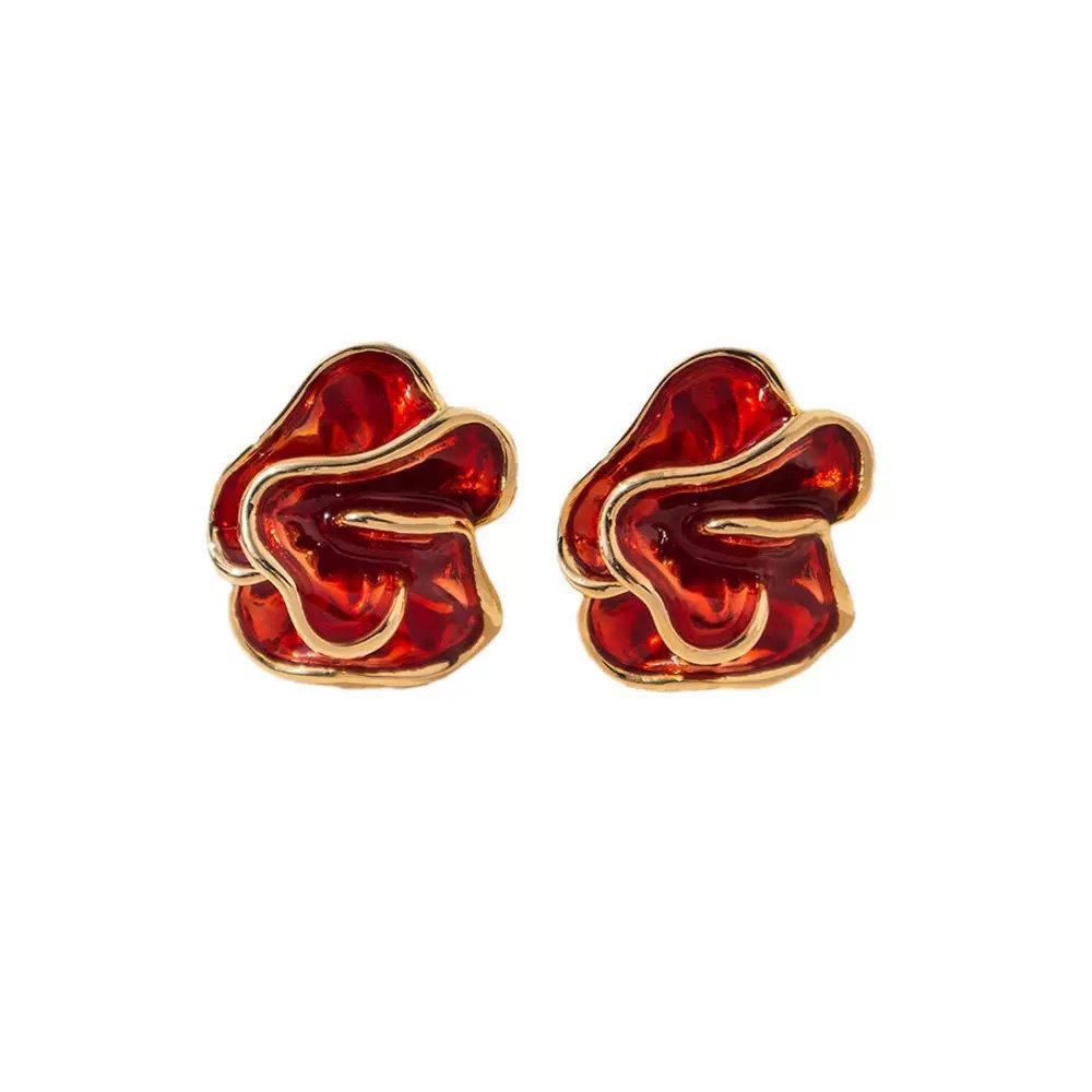 Retro Drip Glaze Flower Earrings: Light Luxury, Sweet Fashion, Versatile High-end Elegance for Women