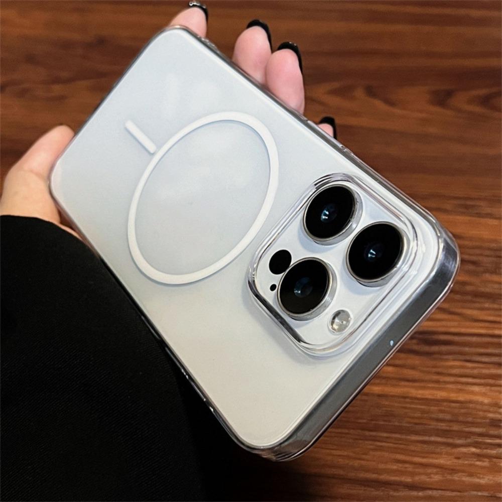 Luxury Colored Magnetic Coil Wireless Charging Case for iPhone 12 13 14 15 16 Pro Max Plus Clear Back Cover Acssory