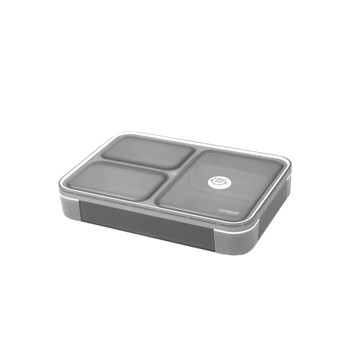 Foodman Bento Box, Slim, Can Be Carried Upright, 600ml, Clear Gray, Leak-Resistant, Double Sealing, Secured with 4-Point Lock, CB Japan, DSK