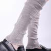 Japanese Punk Leg Warmers Women Solid Color Ribbed Knit Long Socks Y2K Distressed Ripped Boot Cuffs Leg Cover Streetwear