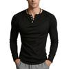 Heren Henry Kraag Lange Mouwen Slim Fit Effen Casual T-shirt