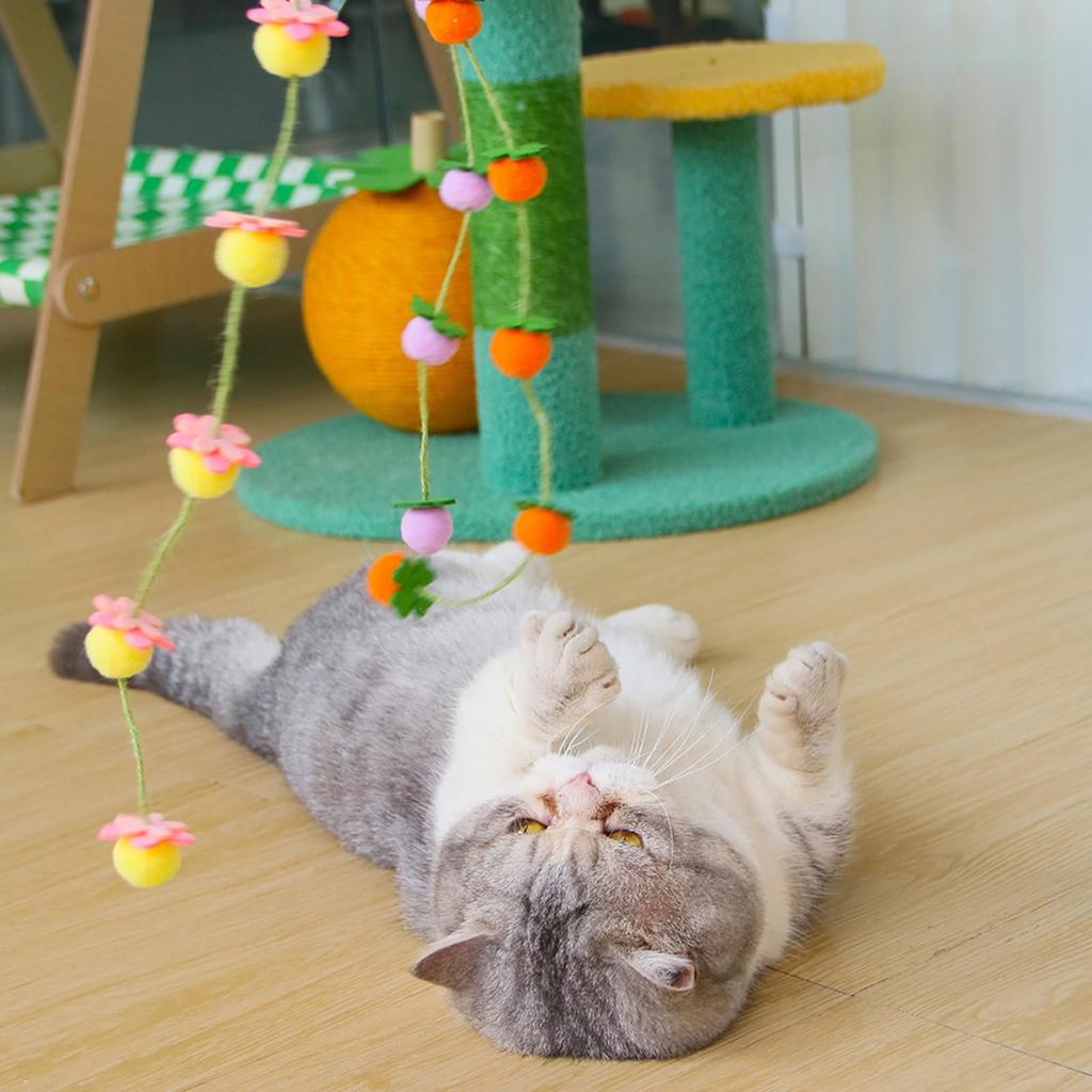 Wand Toy With Bell: Floral Teaser For Cats & Kittens