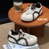 Leather German training shoes women's 2025 autumn new round head thick sole color matching breathable comfortable versatile casual sports shoes tide