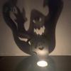 Wear Resistant Black Holder Halloween Ghost Candle Holder, Solid Wood Tea Light Stand, Maple Leaf Hollow Silhouette Shadow Base Candlestick,