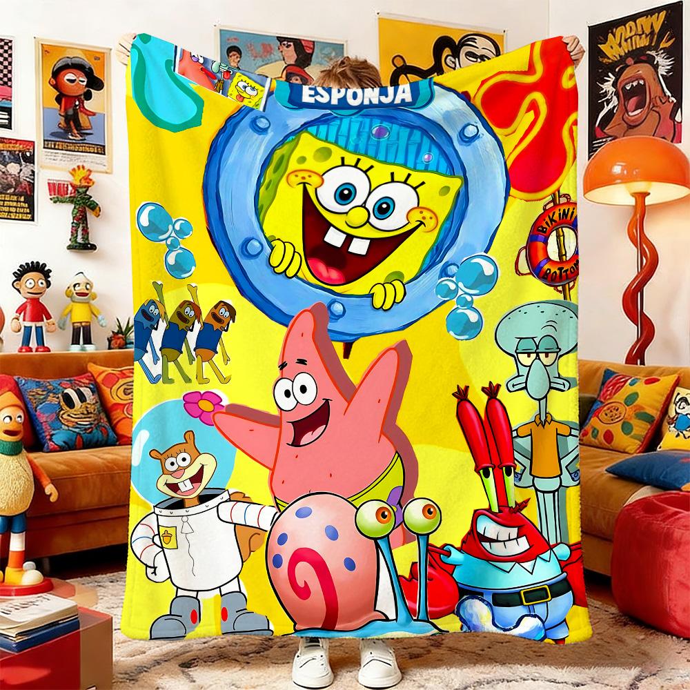 

Throw Blankets and Throws S-Sponge-Bobs Picnic Blanket Bed Bedspread the Anime Home Decoration Sofa Bedspreads & Double Baby Nap 75x90cm