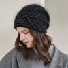 RTS Stock Winter Womens Knit Hats Angola Wool Warm Knitted Beanie Custom Colored Thread Ski Hat Fluffy Skull Hat