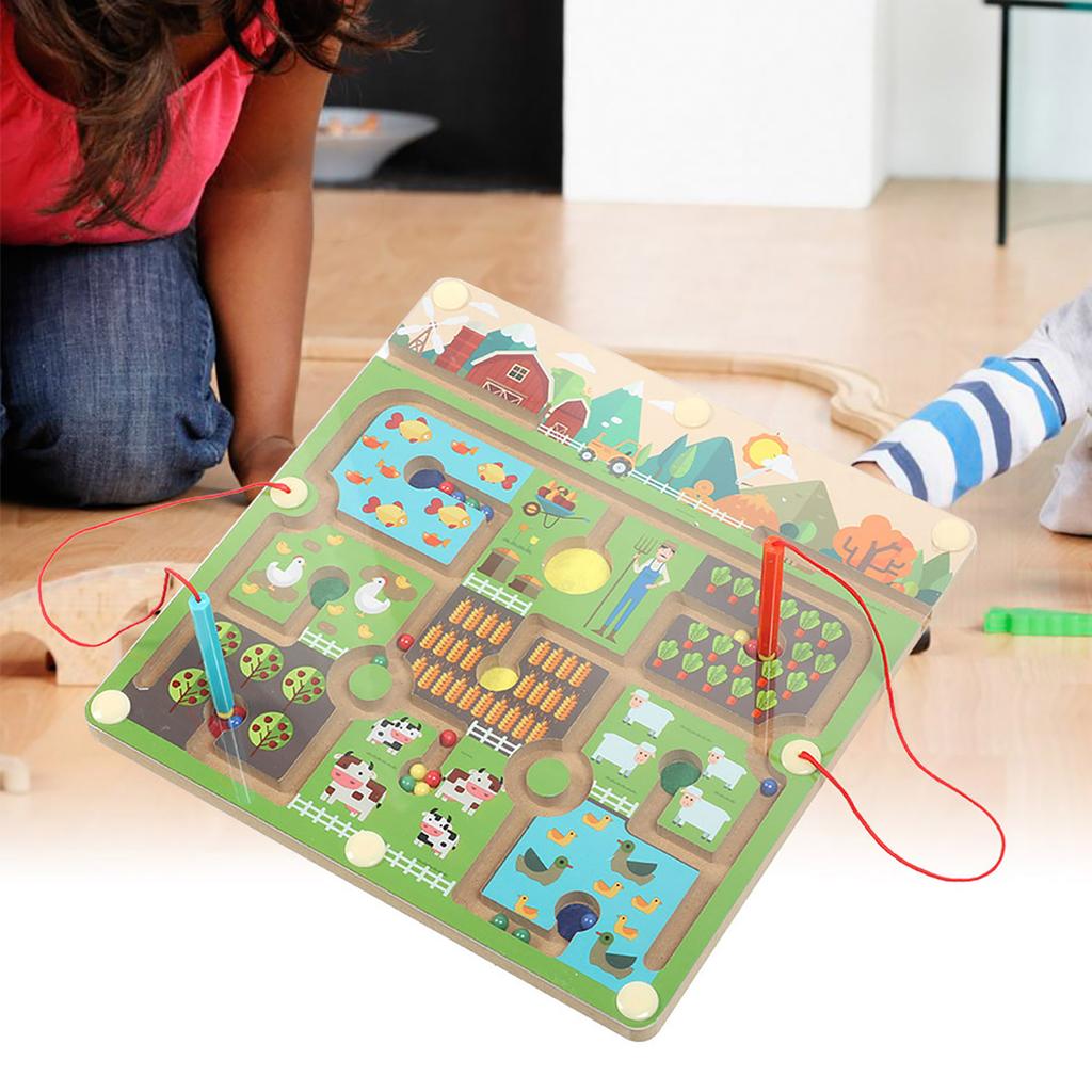 Kid Magnetic Wooden Educational Maze Children Brain Training Board Game Educational Toy